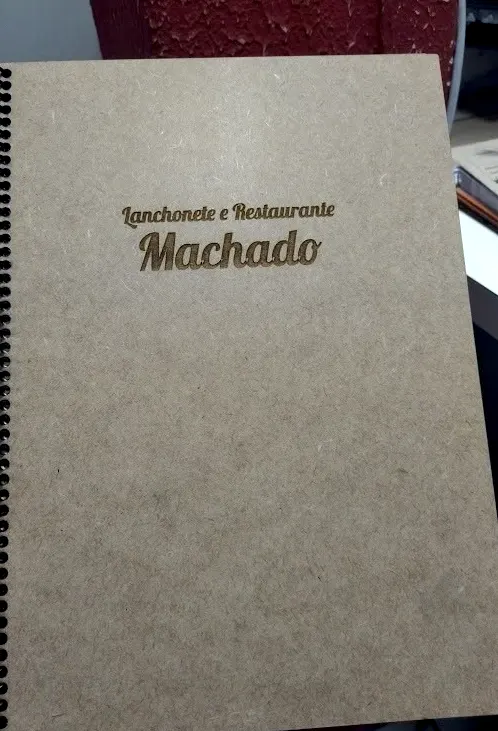 Cardápio encadernado em papel kraft da Lanchonete e Restaurante Machado